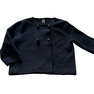 J. Crew Navy Blue Cropped Double-breasted Sweater Jacket